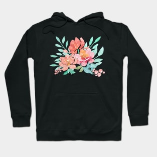 Watercolor Peachy floral bouquet Hoodie